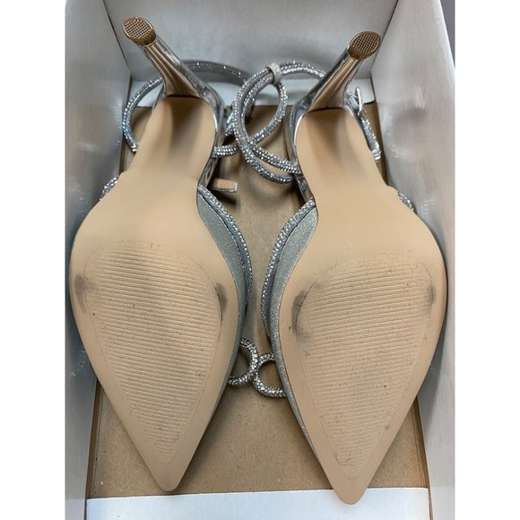 Aqua Women’s Charm Rhinestone Bow Heels Silver Size 8M NWD - Picture 6 of 7